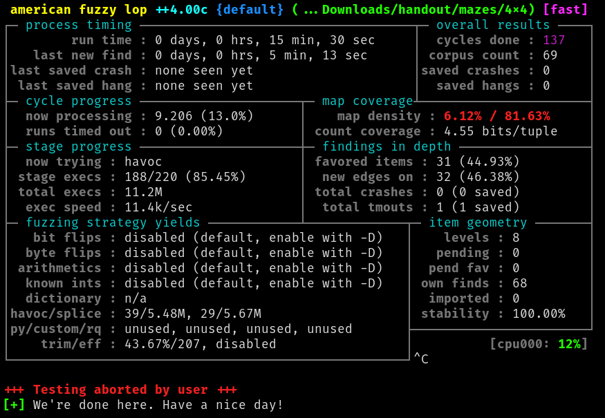 My custom fuzzing algorithm in use